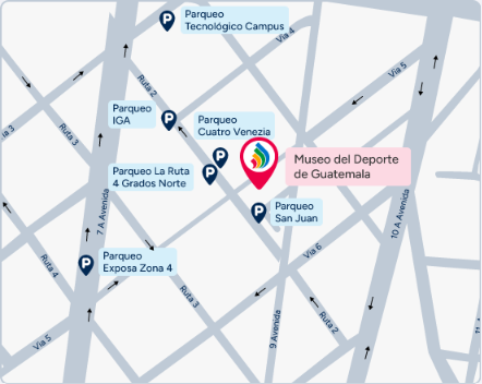 Mapa de parqueos cercanos al Museo del Deporte
